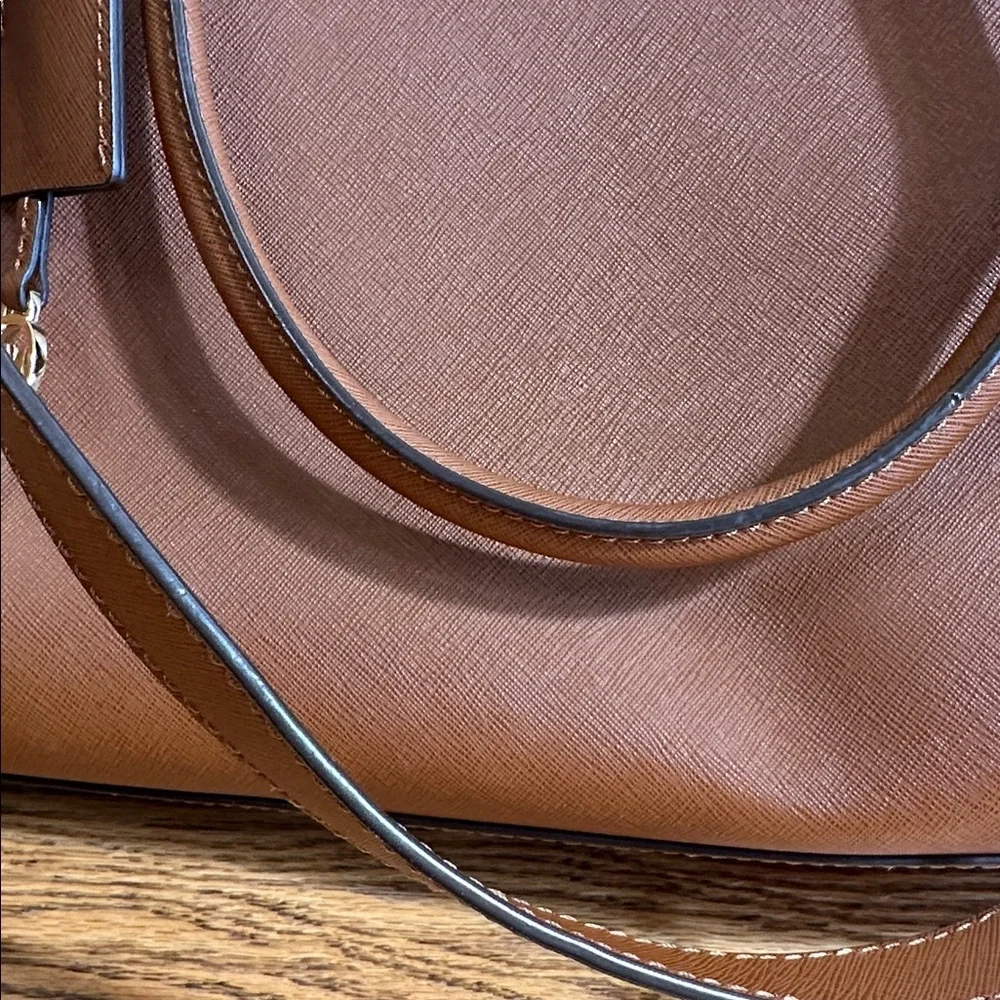 Michael Kors Hamilton Chestnut Leather Handbag with Gold Accents